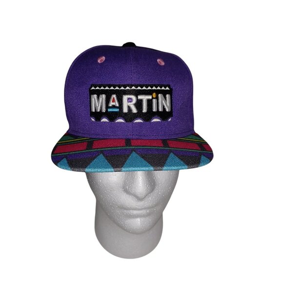 Martin 1992 Purple Snapback Hat Geometric Brim Nostalgia Streetwear Hip-Hop - Picture 1 of 7
